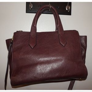 Fossil Maroon Knox Shopper Satchel